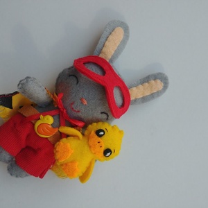 Szuperhős nyuszi - cuki kacsa segítő társsal és levehető kiegészítőkkel - játék & sport - plüssállat & játékfigura - nyuszi - Meska.hu