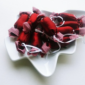 Rumos meggy - kockás textil szaloncukrok (10db) - karácsony - Meska.hu