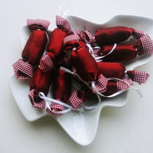 Rumos meggy - kockás textil szaloncukrok (10db) - karácsony - Meska.hu