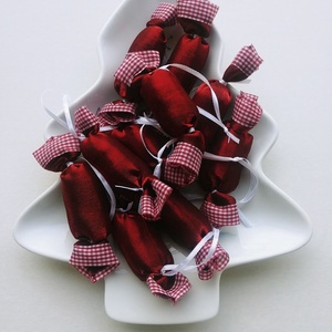 Rumos meggy - kockás textil szaloncukrok (10db) - karácsony - Meska.hu