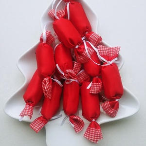 Zselés - kockás textil szaloncukrok (10db) - karácsony - Meska.hu