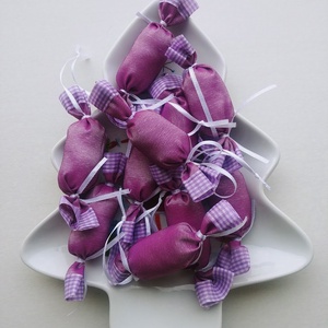 Levendula - kockás textil szaloncukrok (10db) - karácsony - Meska.hu