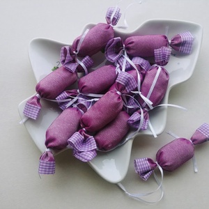 Levendula - kockás textil szaloncukrok (10db) - karácsony - Meska.hu