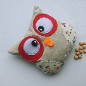 Bagoly doktor- meggymag párna ( piros virágos- drapp pöttyös) - szépségápolás - egészségmegőrzési kellékek - Meska.hu