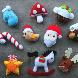 Egyedi filc karácsonyi dekorációs csomag 1. - karácsony - karácsonyi lakásdekoráció - karácsonyfadíszek - Meska.hu