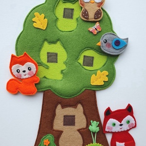 Az öreg tölgy-  tépőzáras kirakó  cuki erdei állatokkal (AZONNAL VIHETŐ!) - játék & sport - puzzle - forma puzzle - Meska.hu