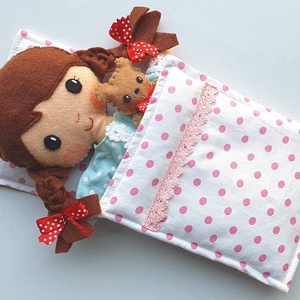 Pöttyös Panni- öltöztethető textilbaba kis macival és kiegészítőkkel (Hasonló rendelhető!) - játék & sport - baba & babaház - öltöztethető baba - Meska.hu