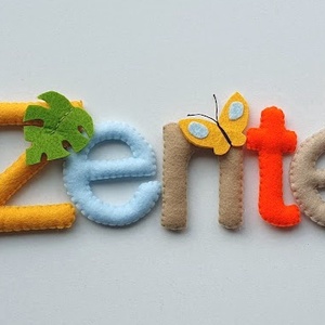 Zente- elefántos-oroszlános-szafaris egyedi filc névtábla - otthon & életmód - ház & kert - névtábla - Meska.hu