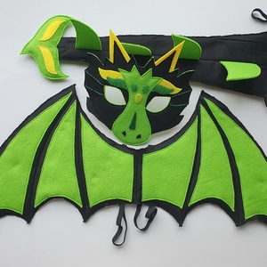 Sárkány farsangi jelmez szett (álarc+ farkinca+szárny) -RENDELHETŐ!!!! - otthon & életmód - dekoráció - halloween - halloweeni jelmez és kiegészítők - Meska.hu