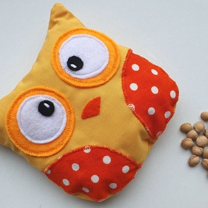 Bagoly doktor- meggymag párna ( sárga-pöttyös), Szépségápolás, Egészségmegőrzési kellékek, Cseresznyemagpárna, Varrás, MESKA