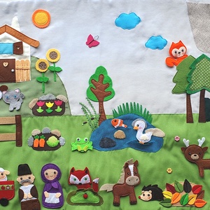 Tanya-erdő interaktív falvédő 20db tépőzáras álllatkával+ 2db ember figurával- RENDELHETŐ!!! - játék & sport - készségfejlesztő és logikai játék - oktató játékok - Meska.hu