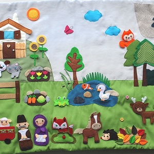 Tanya-erdő interaktív falvédő 20db tépőzáras álllatkával+ 2db ember figurával- RENDELHETŐ!!! - játék & sport - készségfejlesztő és logikai játék - oktató játékok - Meska.hu