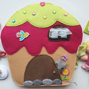 Mia baba muffin házikója- játszókönyvecske öltötztetős babával és kiscicával AZONNAL VIHETŐ! - Meska.hu