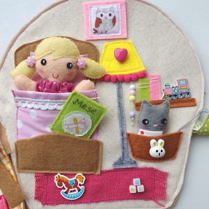Mia baba muffin házikója- játszókönyvecske öltötztetős babával és kiscicával AZONNAL VIHETŐ! - játék & sport - textilkönyv & babakönyv - Meska.hu