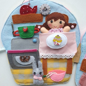  Borka baba muffin házikója- játszókönyvecske öltötztetős babával és kisnyuszival - AZONNAL VIHETŐ! - játék & sport - textilkönyv & babakönyv - Meska.hu