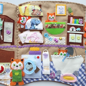 Cuki róka család farönk házikóban- interaktív játszókönyv  AZONNAL VIHETŐ! - játék & sport - baba & babaház - babaház - Meska.hu