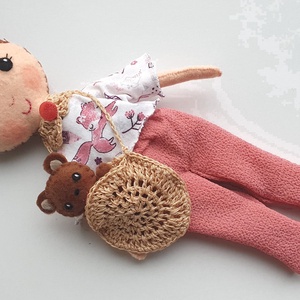 Hanka- öltöztethető  textilbaba pinduri macival és kiegészítőkkel - AZONNAL VIHETŐ! - játék & sport - baba & babaház - öltöztethető baba - Meska.hu