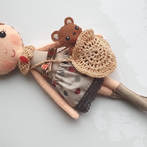 Hanka- öltöztethető  textilbaba pinduri macival és kiegészítőkkel - AZONNAL VIHETŐ! - játék & sport - baba & babaház - öltöztethető baba - Meska.hu