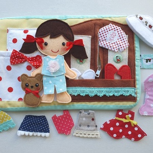 Pöttyös Panni öltöztetős baba kismacival és ruhákkal - játék & sport - baba & babaház - öltöztethető baba - Meska.hu