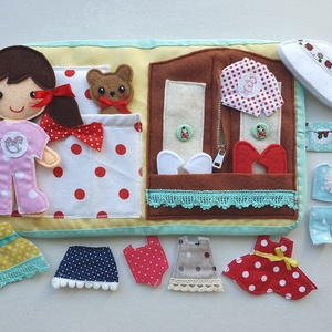 Pöttyös Panni öltöztetős baba kismacival és ruhákkal - játék & sport - baba & babaház - öltöztethető baba - Meska.hu