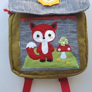 Kisrókás-gombás-napocskás hátizsák -AZONNAL VIHETŐ! - táska & tok - hátizsák - kishátizsák - Meska.hu