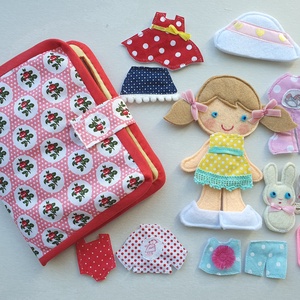 Pöttyös Panni öltöztetős baba kisnyuszival és ruhákkal- AZONNAL VIHETŐ! - Meska.hu