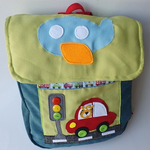 Piros autós-repülős-tigrises hátizsák -AZONNAL VIHETŐ! - játék & sport - ovis felszerelés - ovis hátizsák - Meska.hu