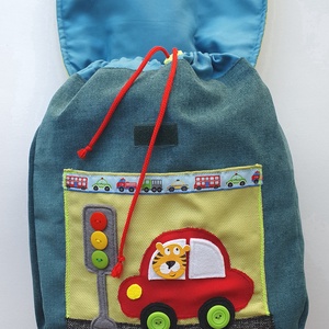 Piros autós-repülős-tigrises hátizsák -AZONNAL VIHETŐ! - játék & sport - ovis felszerelés - ovis hátizsák - Meska.hu