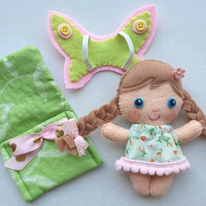 Apróságok szundizsákban- Zelda aprócska tündérlány levehető szárnyakkal(zöld) - Meska.hu