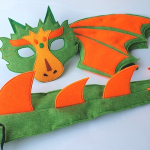 Sárkány farsangi jelmez szett (álarc+ farkinca+szárny) -AZONNAL VIHETŐ!!!! - otthon & életmód - dekoráció - halloween - halloweeni jelmez és kiegészítők - Meska.hu