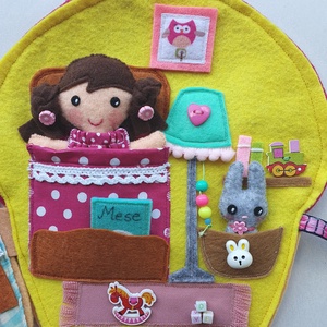 Mia muffin házikója- játszókönyv babával, kisnyuszival és rengeteg tépőzáras pakolgatni valóval ( AZONNAL VIHETŐ!) - baba - mama - baba játékok - textilkönyv & babakönyv - Meska.hu