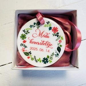 Kerámia emlékmedál keresztelőre  díszdobozban, Játék & Sport, Keresztelőajándékok, Fotó, grafika, rajz, illusztráció, MESKA