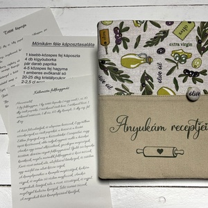 Receptes mappa  Anyukám receptjei, olívás vászonborítással - otthon & életmód - konyhafelszerelés, tálalás - sütés, főzés - receptfüzet - Meska.hu