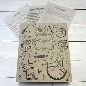 Receptes mappa  vintage hangulat bézs-barna vászonkötésben (A5) - otthon & életmód - konyhafelszerelés, tálalás - sütés, főzés - receptfüzet - Meska.hu