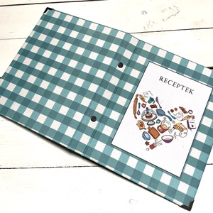 Kockás receptgyűjtő - Receptes könyv - Receptes mappa - otthon & életmód - konyhafelszerelés, tálalás - sütés, főzés - receptfüzet - Meska.hu
