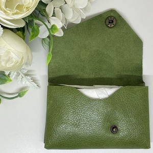 Valódi bőr zsebkendőtartó - olívazöld - otthon & életmód - tárolás & rendszerezés - zsebkendőtartó - Meska.hu