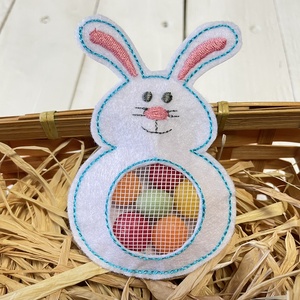 Húsvéti hímzett nyuszi ajándék � cukorka vagy pénztartó - otthon & életmód - dekoráció - húsvéti asztaldíszek - Meska.hu