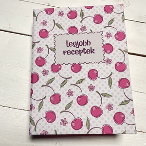 Receptes mappa � cseresznyés mintával, Otthon & Életmód, Konyhafelszerelés, tálalás, Sütés, főzés, Receptfüzet, Fotó, grafika, rajz, illusztráció, Könyvkötés, MESKA