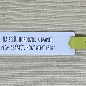 Motivációs fém könyvjelző - valódi bőr díszítéssel - Nap, Könyv & Zene, Könyvjelző, Fotó, grafika, rajz, illusztráció, MESKA