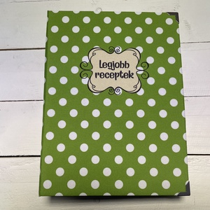 Receptes mappa - receptes könyv - lime - pöttyös - Meska.hu