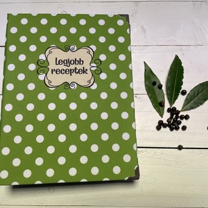 Receptes mappa - receptes könyv - lime - pöttyös - otthon & életmód - konyhafelszerelés, tálalás - sütés, főzés - receptfüzet - Meska.hu
