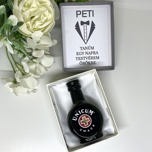 Mini Unicum - személyre szabva - tanúfelkérő ajándék díszdobozban - esküvő - meghívó & kártya - tanú felkérő - Meska.hu