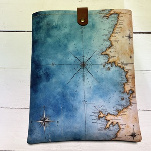 Térképmintás könyvtok bőr pánttal � A5 méret - könyv & zene - könyvtok - Meska.hu