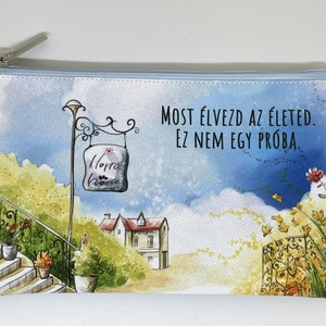 Motivációs neszesszer felirattal és akvarell mintával � 19 � 11 cm - táska & tok - neszesszer - Meska.hu