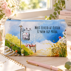 Motivációs neszesszer felirattal és akvarell mintával � 19 � 11 cm - táska & tok - neszesszer - Meska.hu