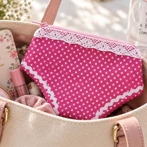 Bugyi neszesszer pink - pöttyös mintával � 16 � 12 cm - táska & tok - neszesszer - Meska.hu