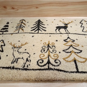 Karácsonyi mintájú lábtörlő 60x 40 cm kókuszrost arany - Meska.hu