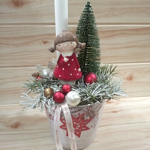 Karácsonyi asztaldísz kaspóban  - Meska.hu