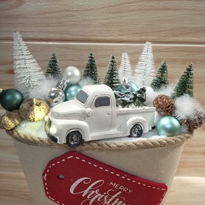 Autó erdei úton-világító fényszórókkal- karácsonyi dekoráció - Meska.hu