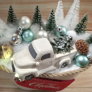 Autó erdei úton-világító fényszórókkal- karácsonyi dekoráció - karácsony - karácsonyi lakásdekoráció - Meska.hu